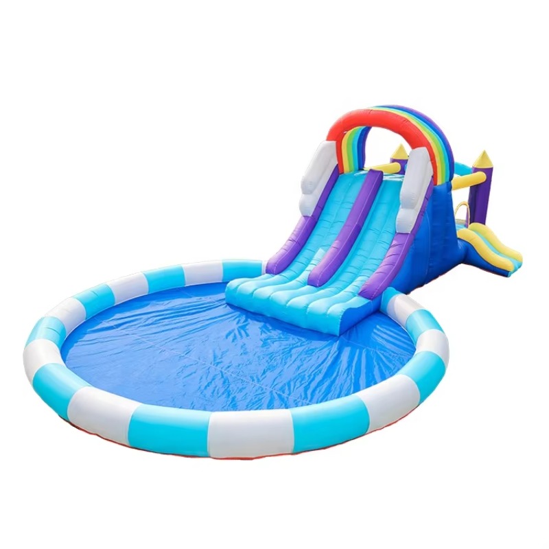 Kids Outdoor Slide - 거대 무지개 에어바운스 워터슬라이드 (어린이용 PVC