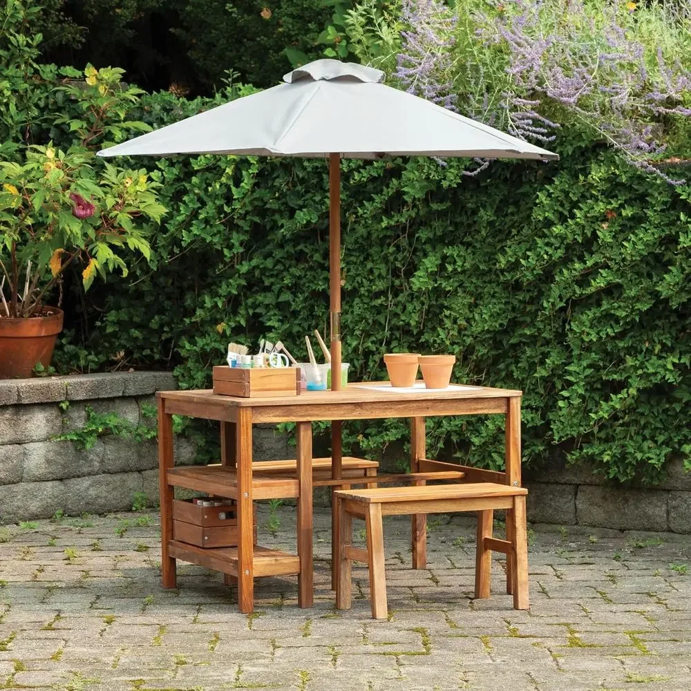 Kids Outdoor Umbrella For Table - 어린이 야외용 크레이트 테이블, 벤치 및
