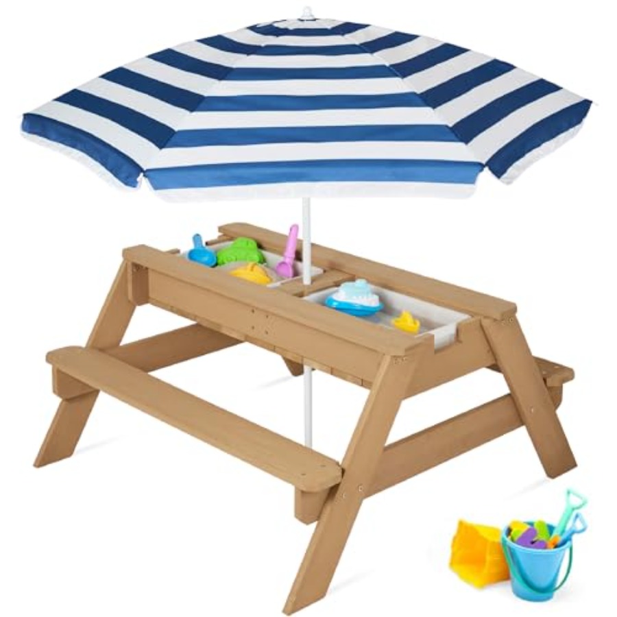 Kids Outdoor Umbrella For Table - 야외용 어린이 피크닉 테이블(우산 포함), 3-in-1