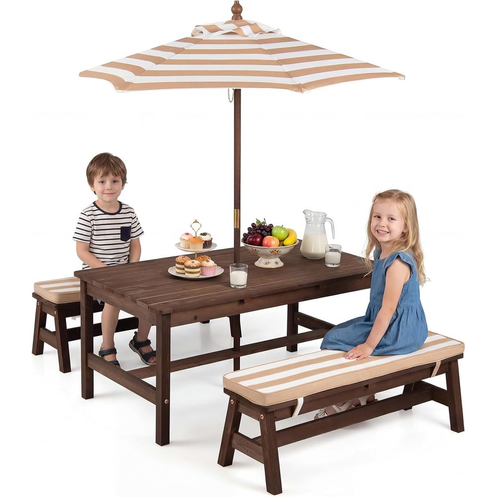 Kids Outdoor Umbrella For Table - 어린이 피크닉 테이블, IR 목재 유아용