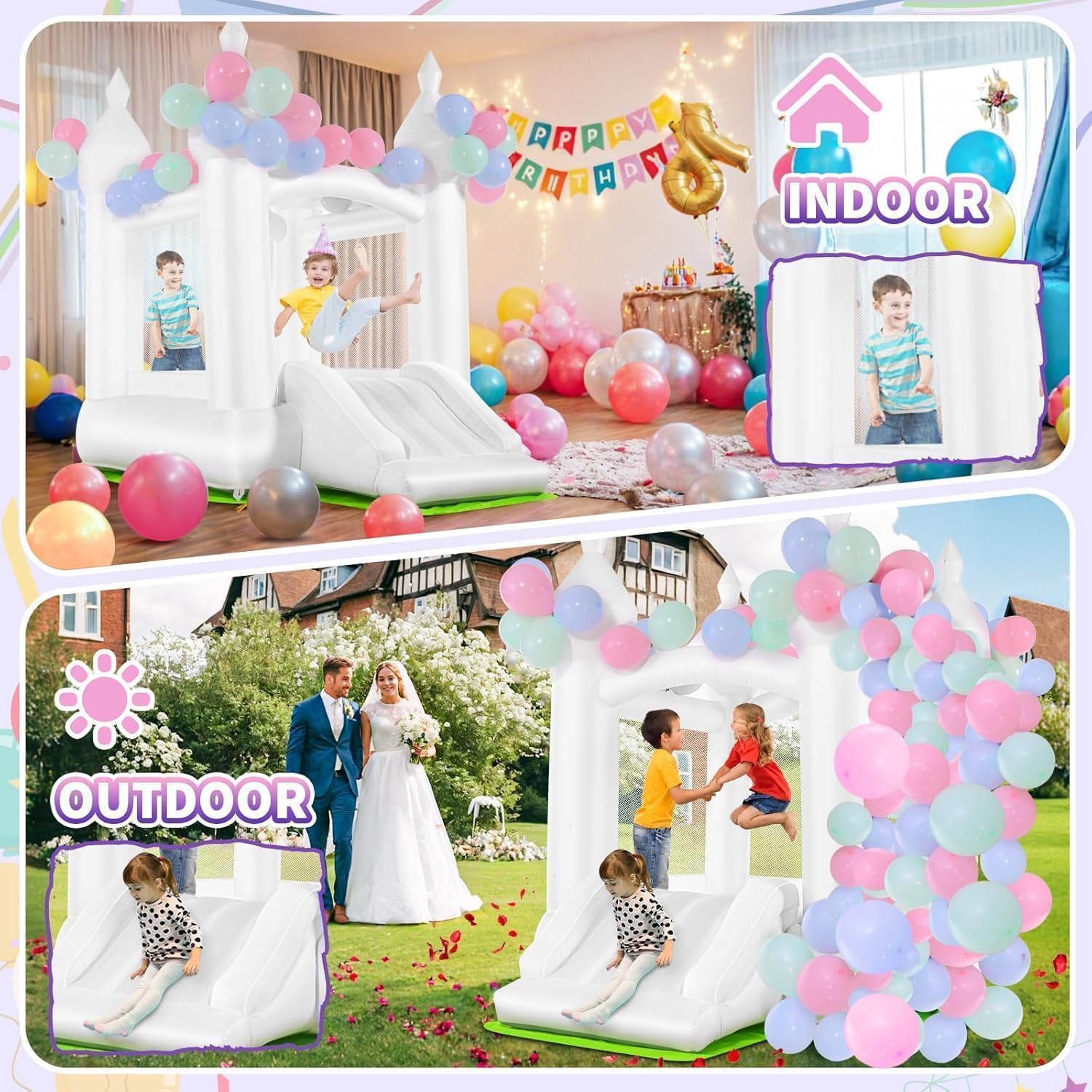 흰색 실내외 겸용 어린이용 바운스 하우스(3~8세) 옥 - Kids Outdoor Slide 리뷰 및 가격
