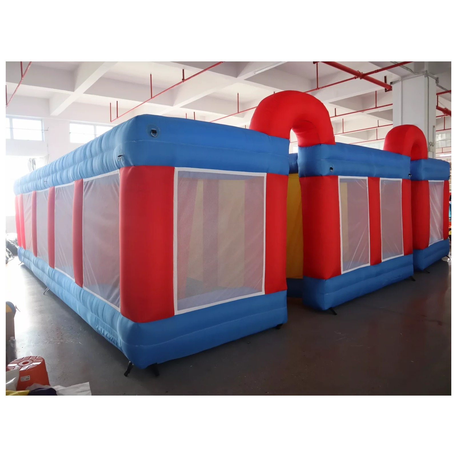 대형 빨간색 파란색 메쉬 이중 아치형 에어바운스 미로  - Kids Outdoor Inflatable 리뷰 및 가격