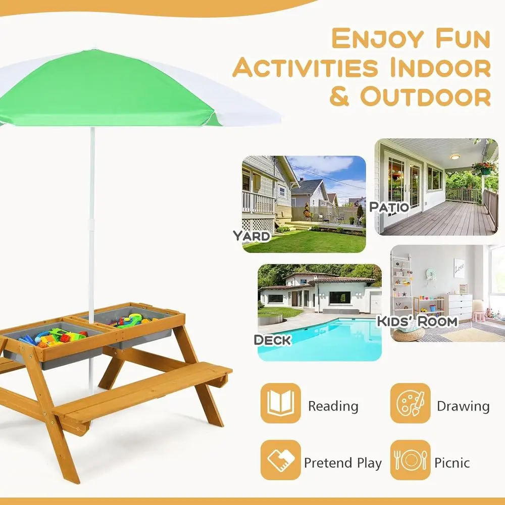 3-in-1 높이 조절 가능한 우산형 어린이 피크닉 테 - Kids Outdoor Umbrella For Table 리뷰 및 가격
