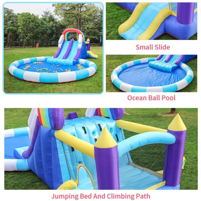 거대 무지개 에어바운스 워터슬라이드 (어린이용 PVC  - Kids Outdoor Slide 리뷰 및 가격