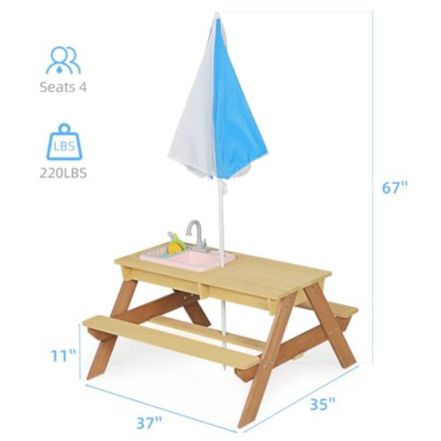 야외용 어린이 피크닉 테이블(우산 포함), 탈부착 가능 - Kids Outdoor Umbrella For Table 리뷰 및 가격