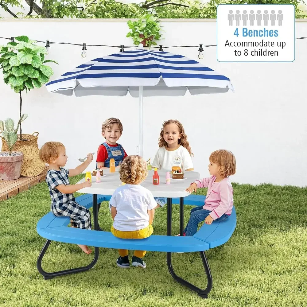 8인용 어린이 피크닉 테이블(우산 포함), 유아용 활동 - Kids Outdoor Umbrella For Table 리뷰 및 가격