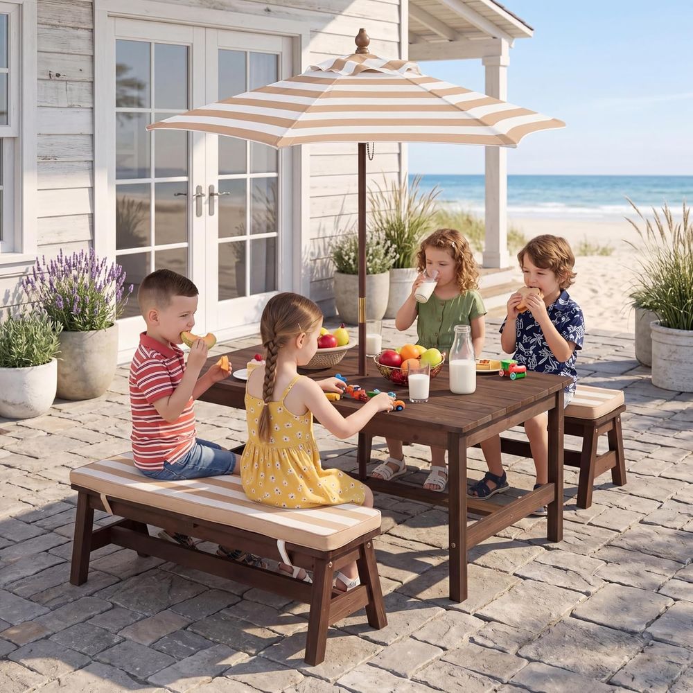 어린이 피크닉 테이블, 대형 42인치 x 23인치 테이 - Kids Outdoor Umbrella For Table 리뷰 및 가격
