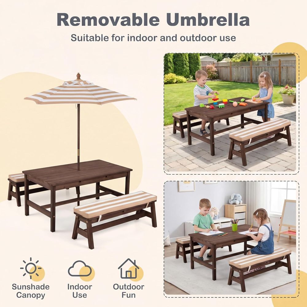 어린이 피크닉 테이블, 대형 42인치 x 23인치 테이 - Kids Outdoor Umbrella For Table 리뷰 및 가격