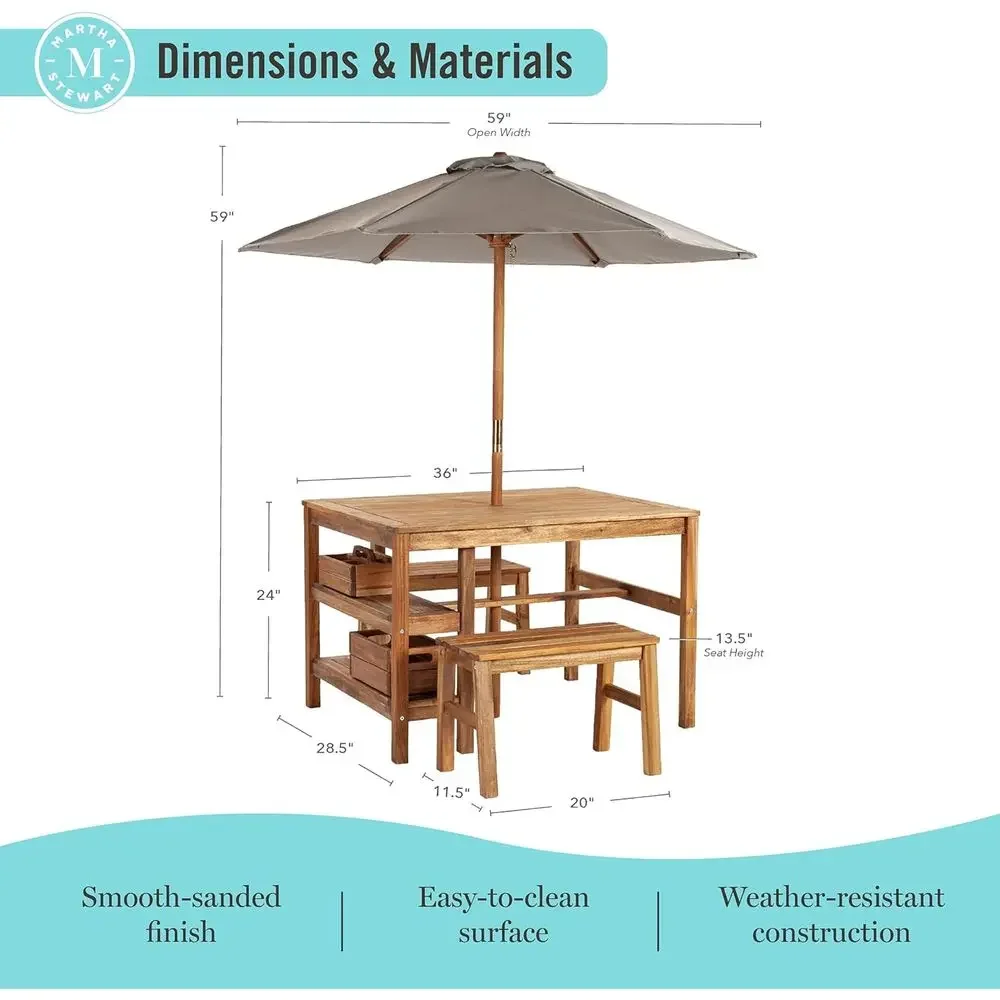 어린이 야외용 크레이트 테이블, 벤치 및 우산 세트:  - Kids Outdoor Umbrella For Table 리뷰 및 가격