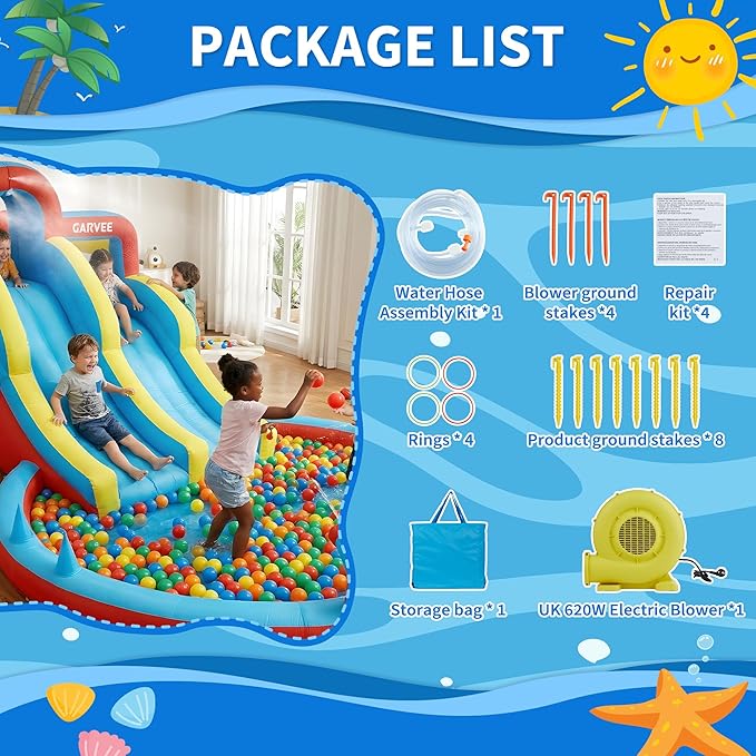 올시즌 8-in-1 풍선형 워터파크 – 더블 슬라이드, - Kids Outdoor Slide 리뷰 및 가격