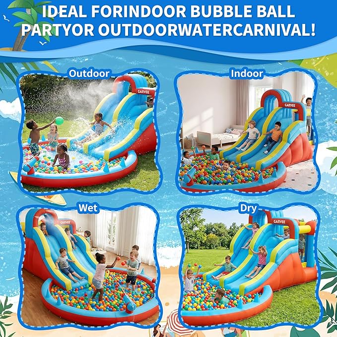 올시즌 8-in-1 풍선형 워터파크 – 더블 슬라이드, - Kids Outdoor Slide 리뷰 및 가격