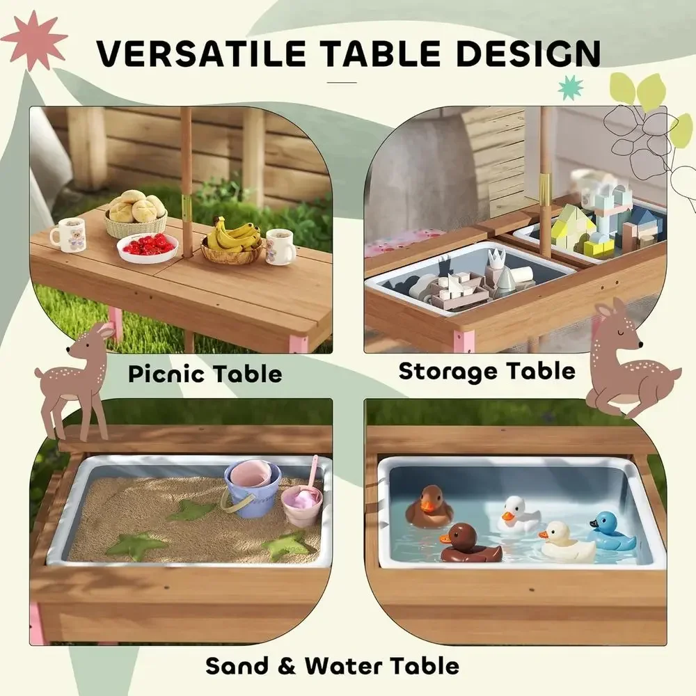 우산, 쿠션, 수납함이 포함된 나무 피크닉 테이블 세트 - Kids Outdoor Umbrella For Table 리뷰 및 가격