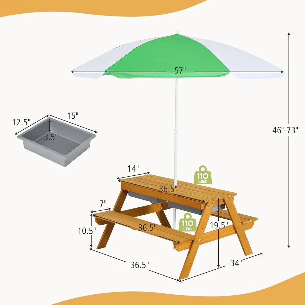 3-in-1 높이 조절 가능한 우산형 어린이 피크닉 테 - Kids Outdoor Umbrella For Table 리뷰 및 가격
