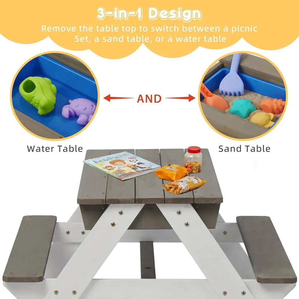 어린이용 3-in-1 접이식 나무 피크닉 테이블, 야외 - Kids Outdoor Umbrella For Table 리뷰 및 가격