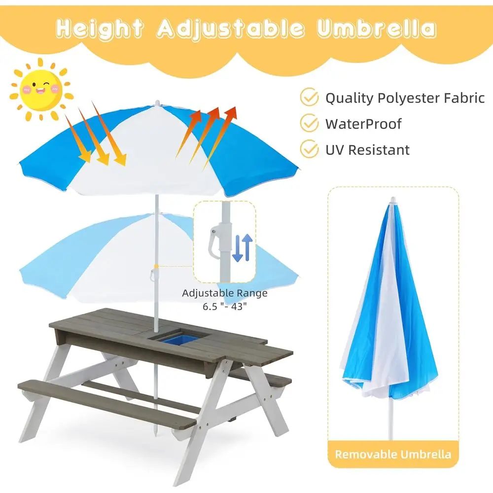 어린이용 3-in-1 접이식 나무 피크닉 테이블, 야외 - Kids Outdoor Umbrella For Table 리뷰 및 가격