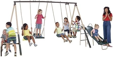 야외 놀이용 어린이 금속 뒷마당 놀이 세트 스윙 세트  - Kids Outdoor Swing And Slide 리뷰 및 가격