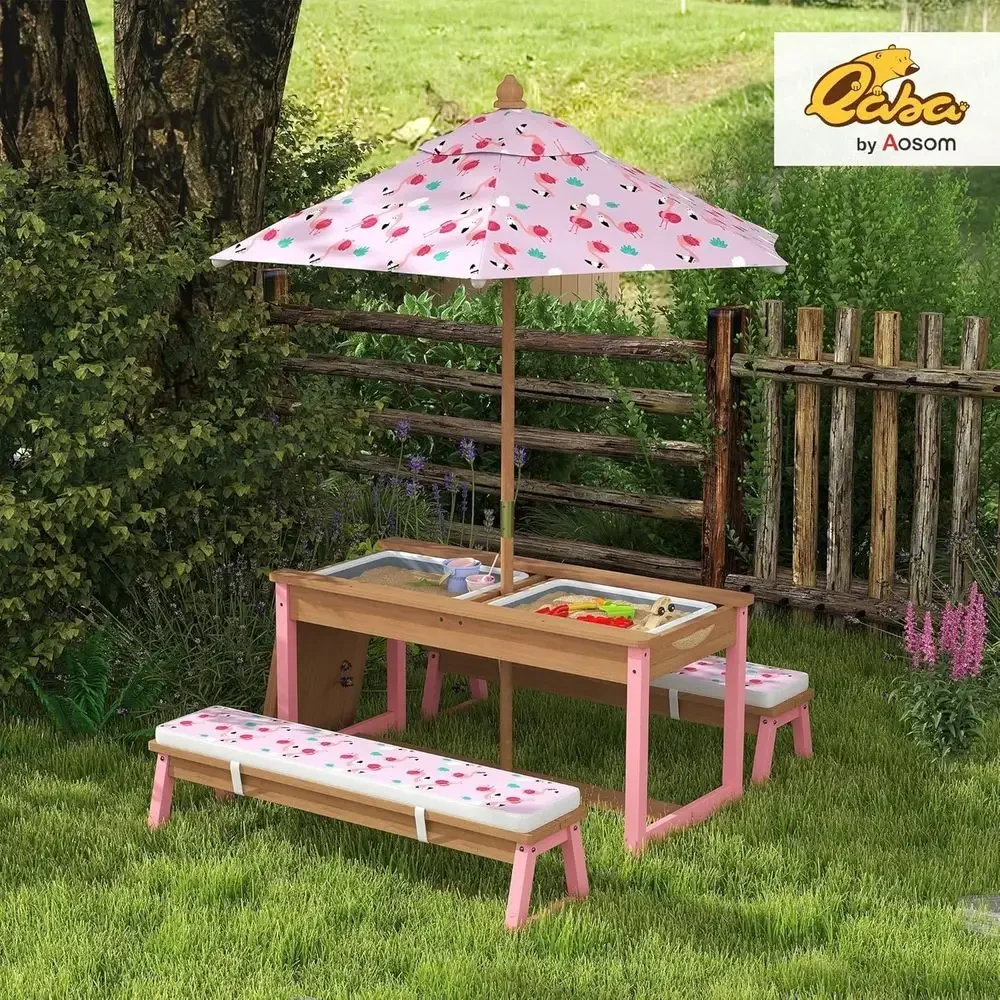 우산, 쿠션, 수납함이 포함된 나무 피크닉 테이블 세트 - Kids Outdoor Umbrella For Table 리뷰 및 가격
