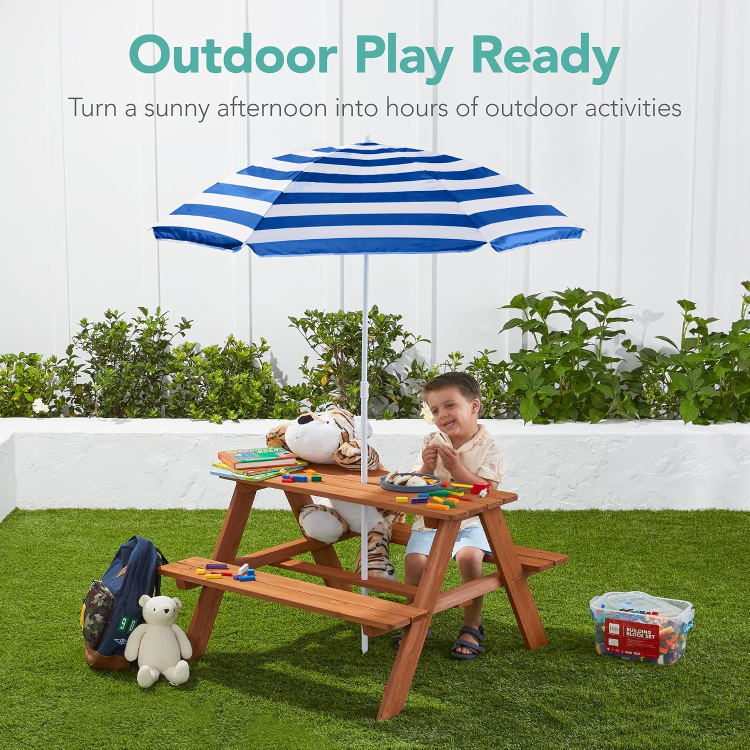 우드 키즈 피크닉 테이블(우산 포함), 야외 활동 테이 - Kids Outdoor Umbrella For Table 리뷰 및 가격