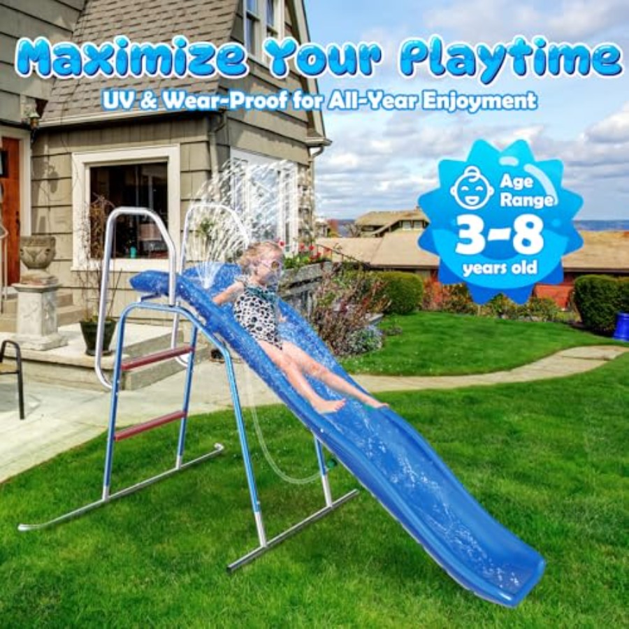 어린이용 뒷마당 물 미끄럼틀: PVC 소재, 파란색,  - Kids Outdoor Zone 리뷰 및 가격